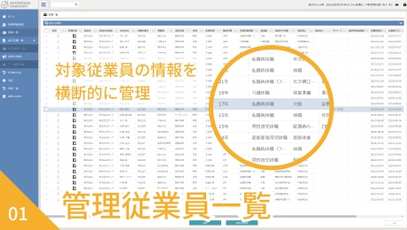 全ての休業者を一覧表示