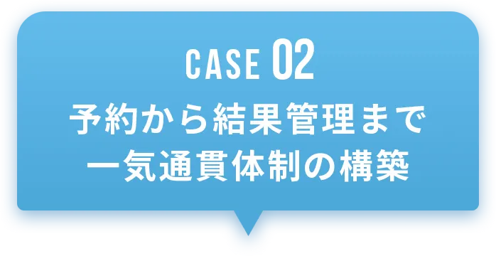 予約から結果管理まで一気通貫体制の構築