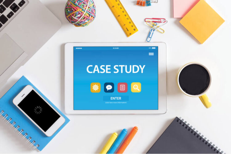 CASESTUDYと表示されたIT端末