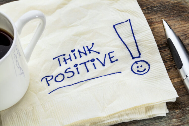 THINK POSITIVE!と書かれたイラスト