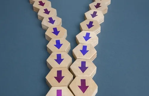 1つの方向に並べられた2本の矢印の線